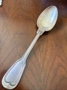 Antique ca 1850 Christofle Chiron France silver plate serving spoon Fiddle shape